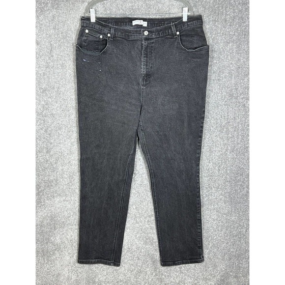 Tommy Hilfiger High Waist Jeans Womens‎ Size 22 Stretch Black Denim Straight Leg - Picture 1 of 11
